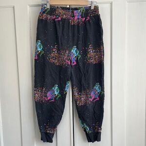 Nooworks Black Jogger Pants in Cosmic Ladies design LARGE